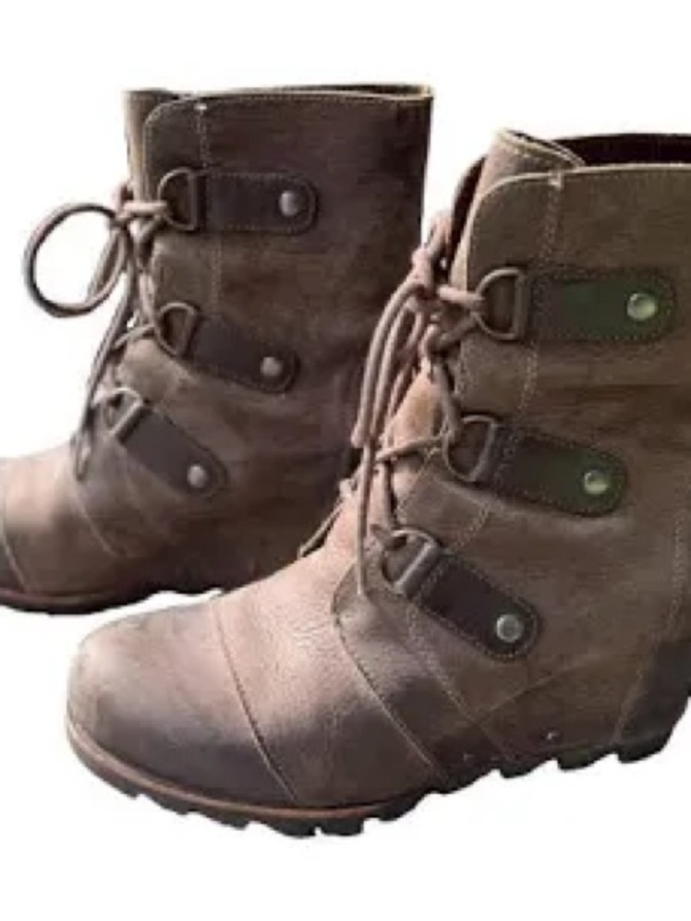 Sorel Brown Lace-Up Wedge Ankle Boots - Picture 3 of 7